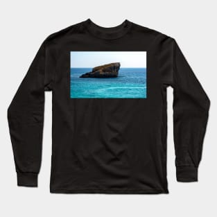 Rock in cyan water of Mediterranean sea Long Sleeve T-Shirt